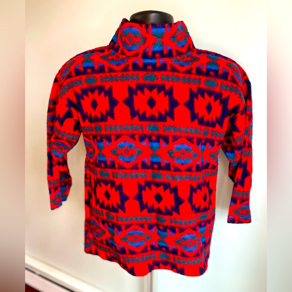 Glory US. 90’s vintage. Youth Large red and blue Aztec print turtleneck.